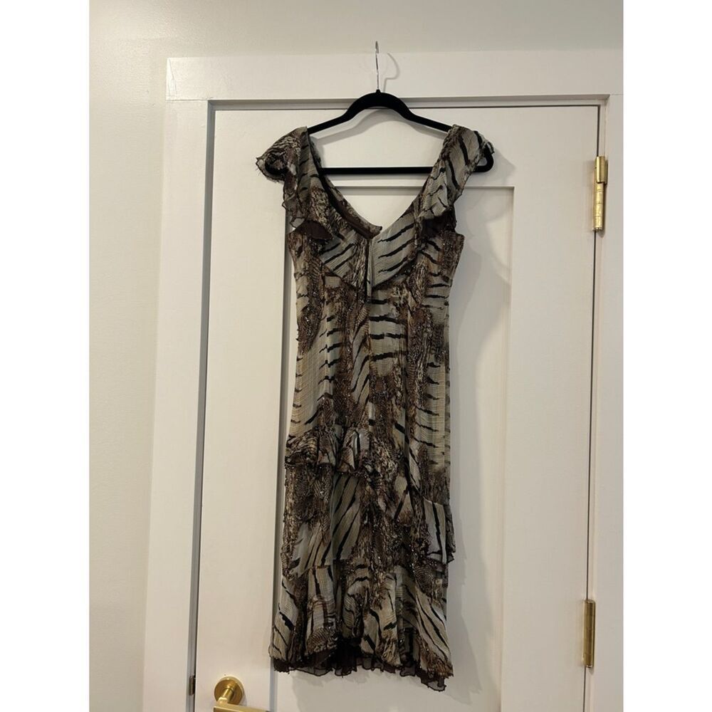 Alberto Makali Animal Print Cocktail Dress w Matching Shawl - Picture 6 of 14